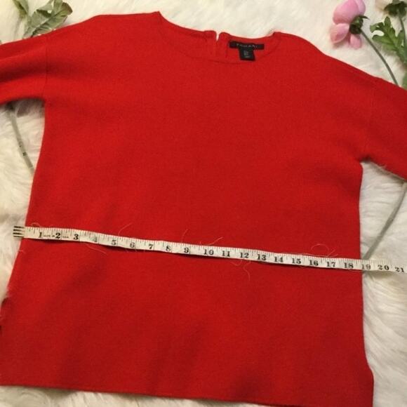 Tahari Red Zip Back 3/4 Sleeve Career Sweater Top Thick Modern Size Small S - Picture 7 of 12